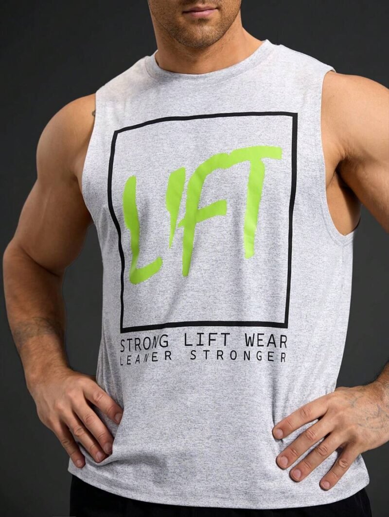 Gray LIFT Graphic Muscle Tank Top  Workout Gym