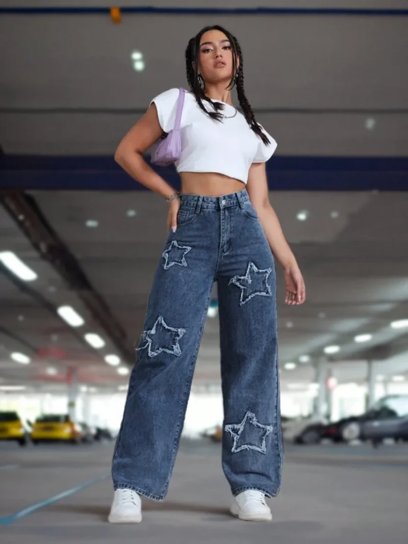 Casual Star Embroidered Denim Jeans