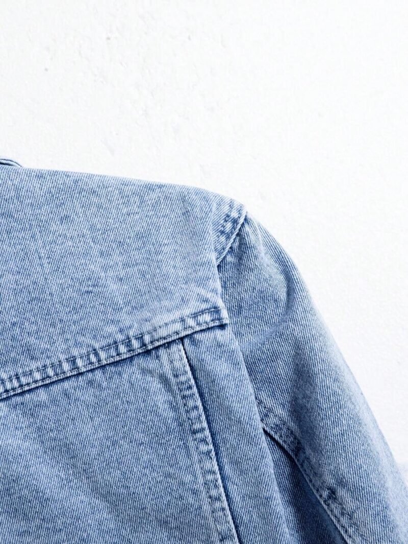 Distressed Pocket Front Button Casual Long Sleeve