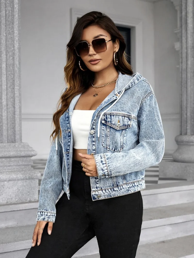 Flap Pocket Drop Shoulder Denim Jacket