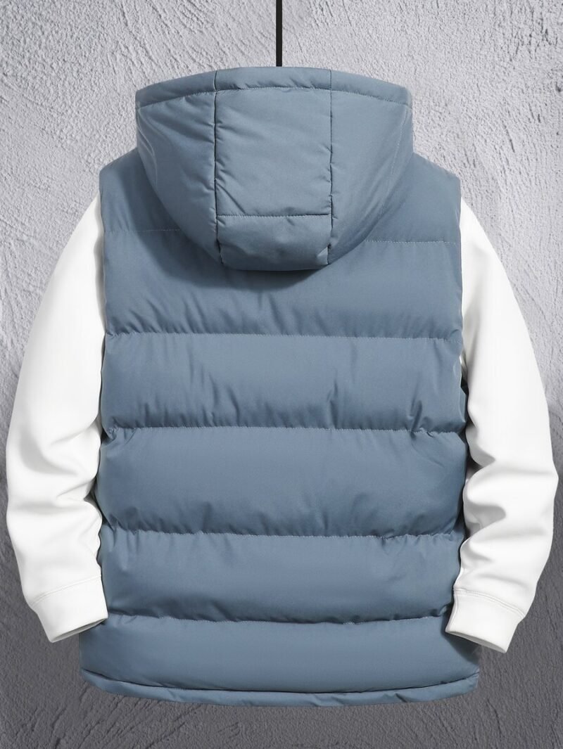 Loose Fit Men Zipper Hooded Puffer Vest
