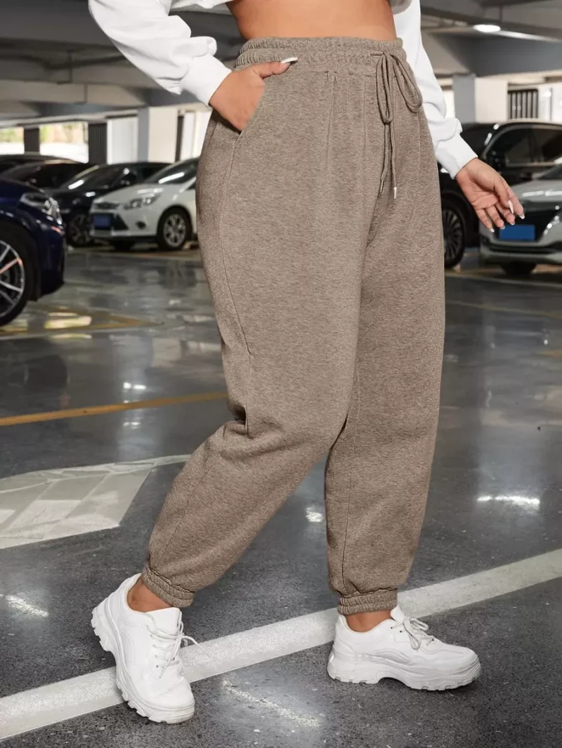 Plus Drawstring Waist Slant Pocket Sweatpants Spring
