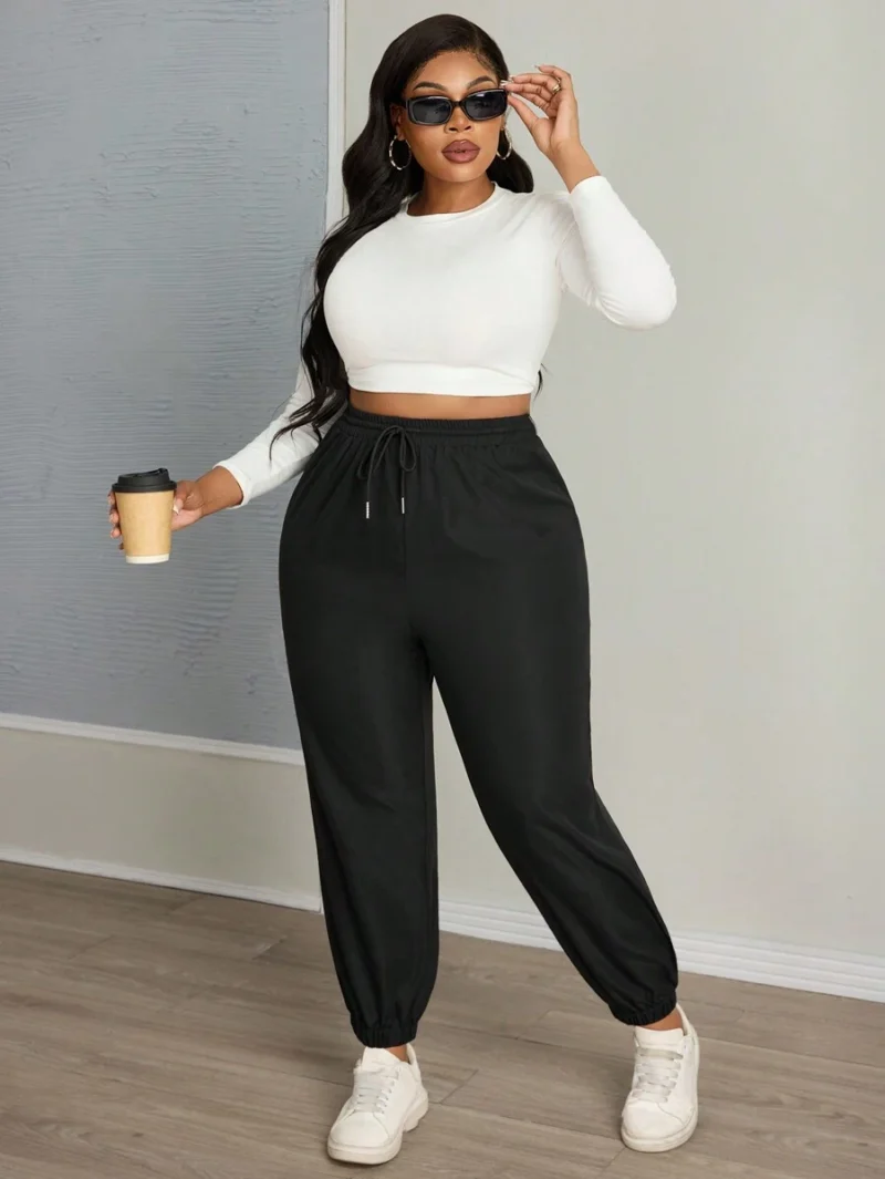 Plus Size Drawstring Waist Pants Jogger Pants