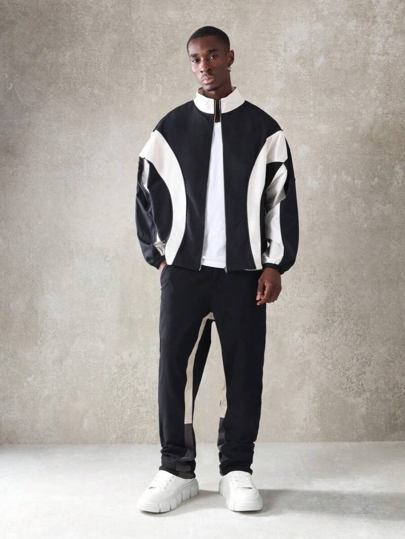 Colour Blocking Nylon Zip Through Track Jacket