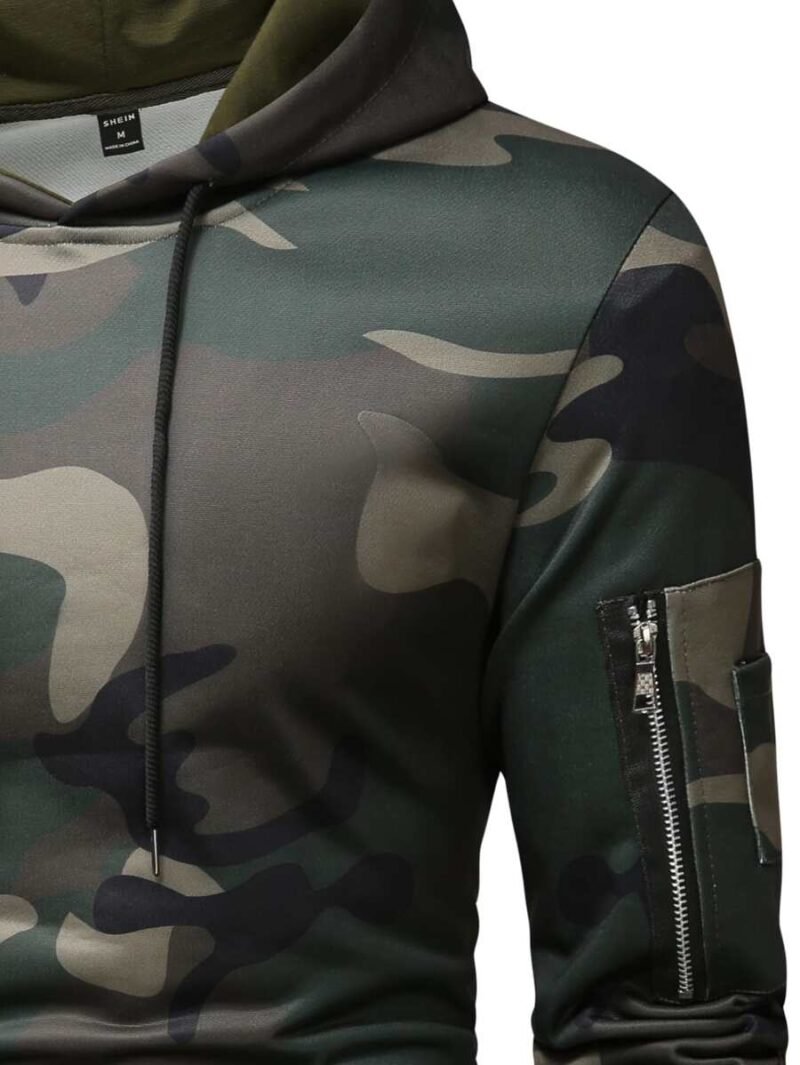 Camo Print Drawstring Hoodie & Sweatpants
