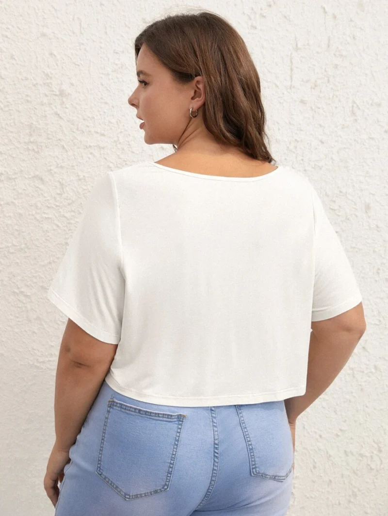 Solid V Neck Crop Tee