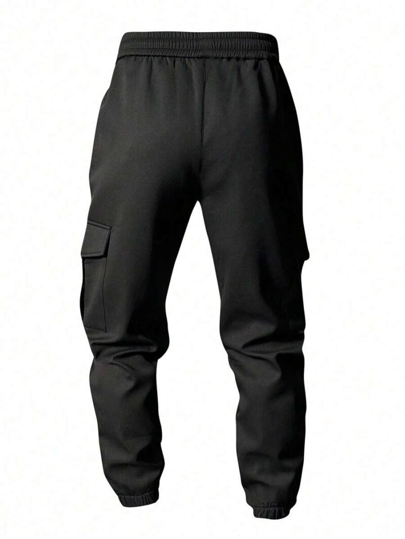 Drawstring Waist Flap Pocket Side Thermal Lined