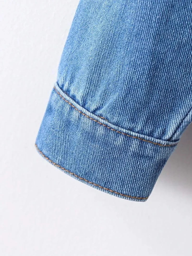 Casual Denim Jacket Solid Color Spring And Autumn