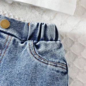 Girl Fashionable Denim Jacket Outfit Including Long Sleeve Denim Jacket