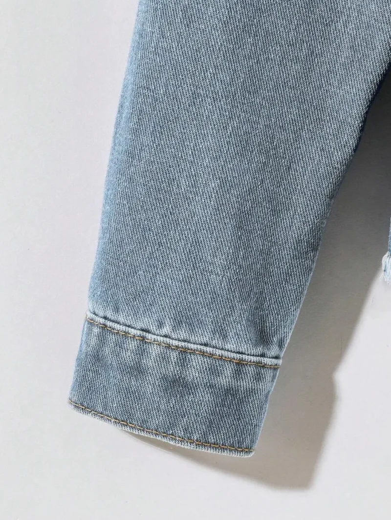 Hooded Zipper Closure Casual Denim Jacket
