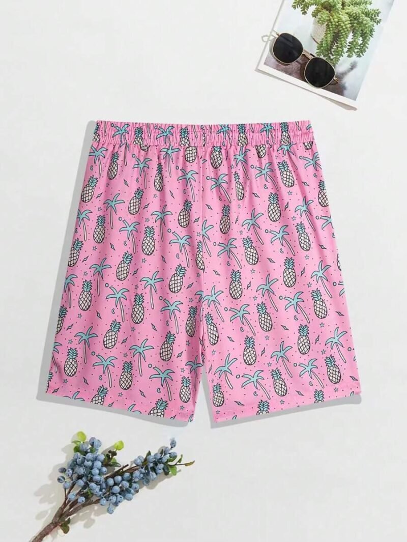 Pineapple Print Beach Shorts
