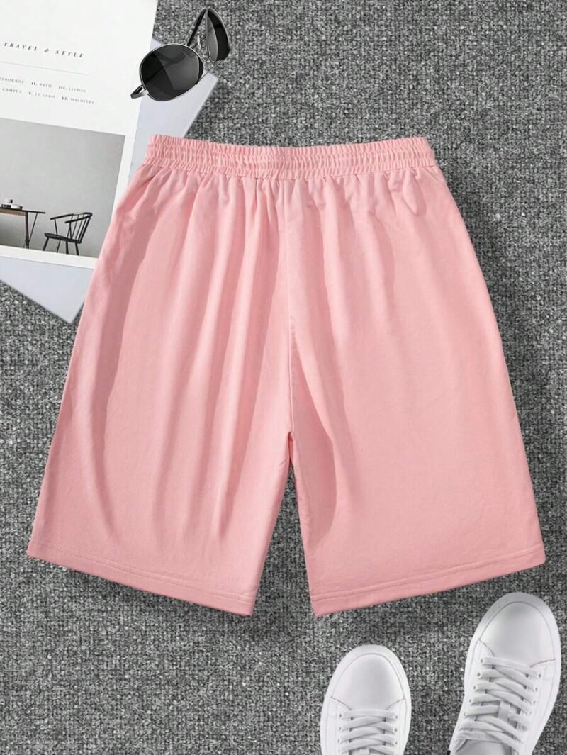 Plus Size Letter Patch Drawstring Waist Shorts