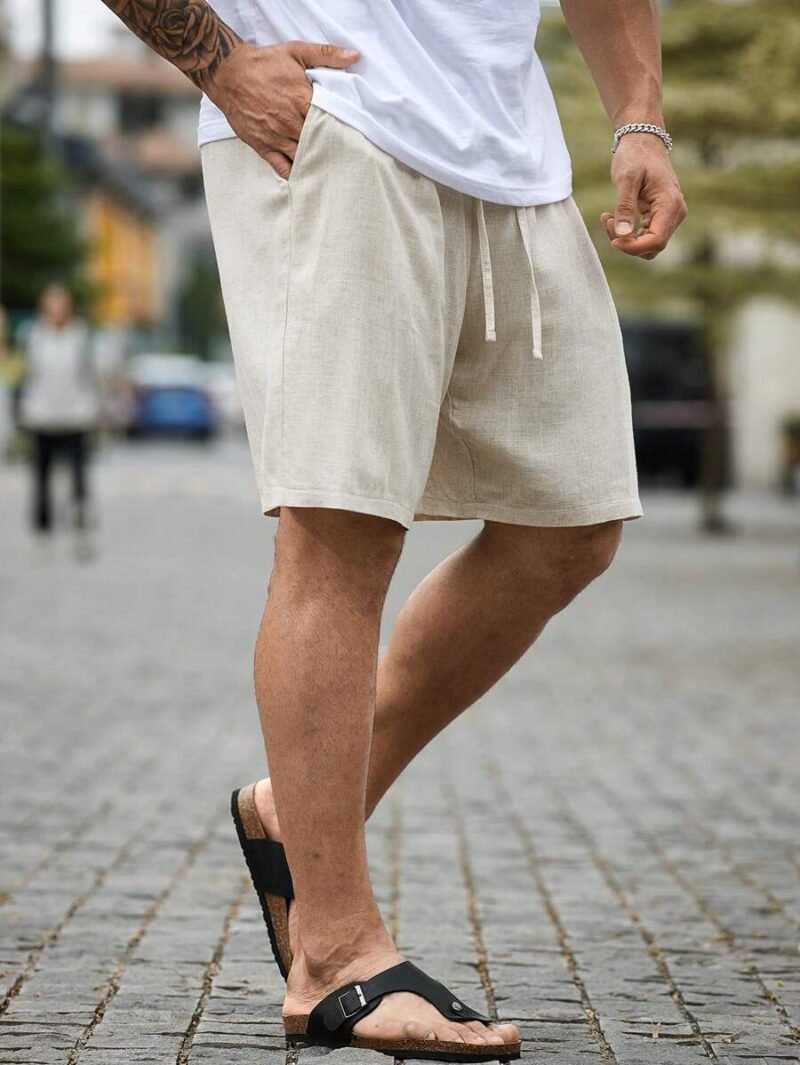 Plus Size Solid Color Drawstring Shorts With Pockets