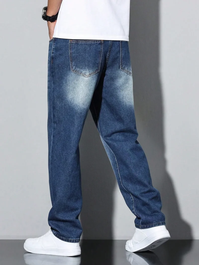 Elastic Waist Straight Leg Casual Denim Jeans