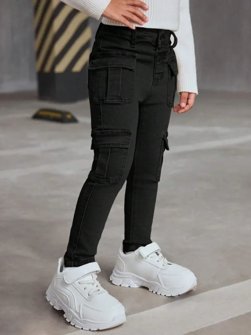 Khaki Denim Stretch Skinny Cargo Pants