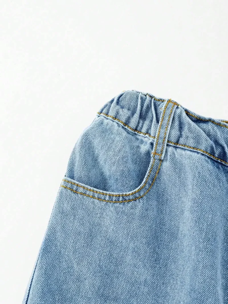 Light Blue Denim Jeans With Star Applique Pants