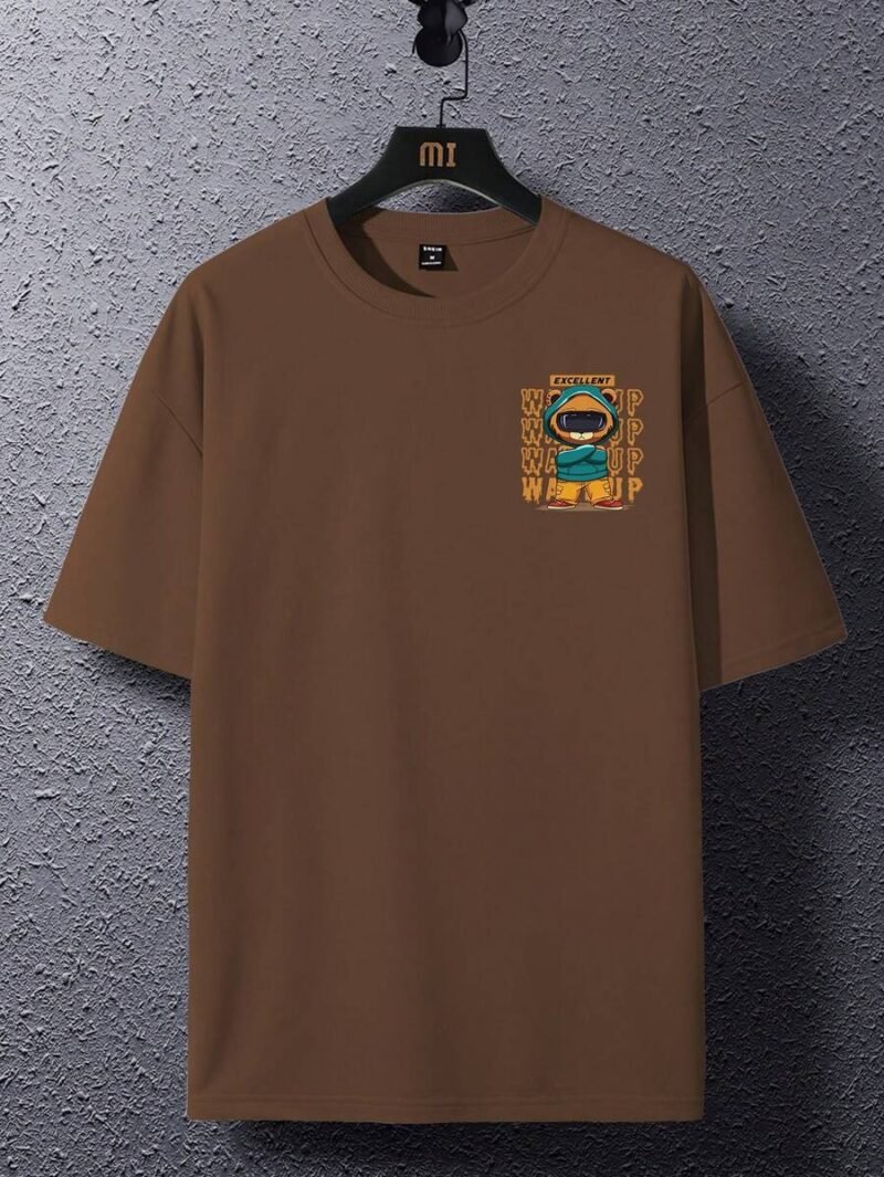 Oversized Men Cartoon & Slogan Graphic T Shirt