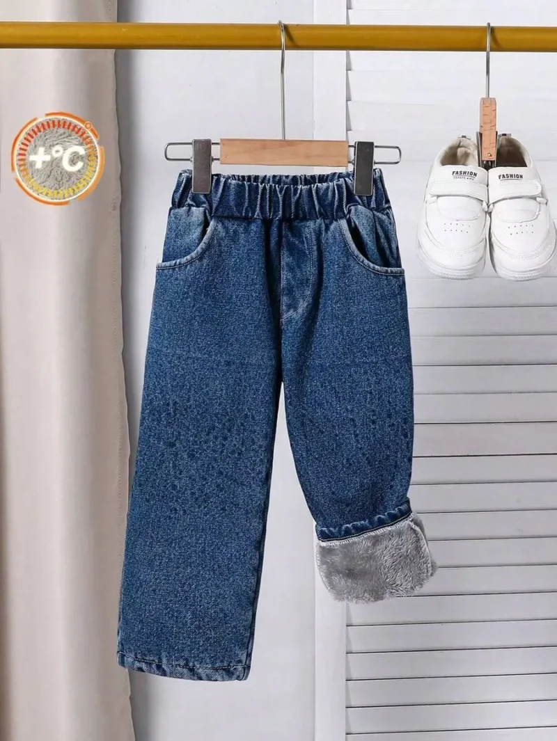 Thermal Lined Straight Jeans Pants