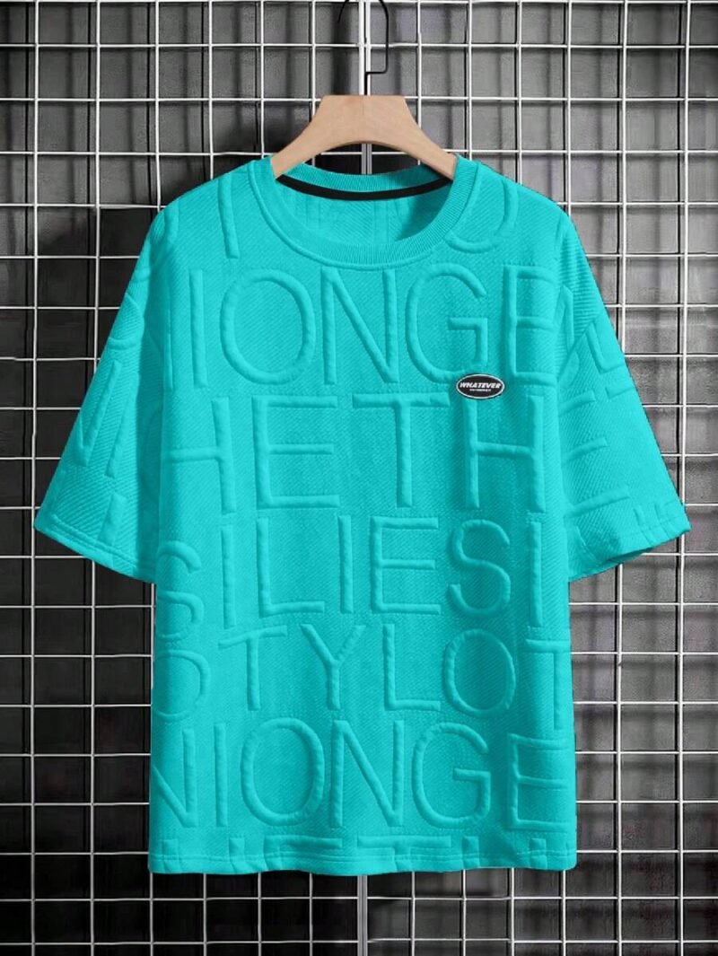 Oversized Men's Letter Patched Drop Shoulder T Shirt