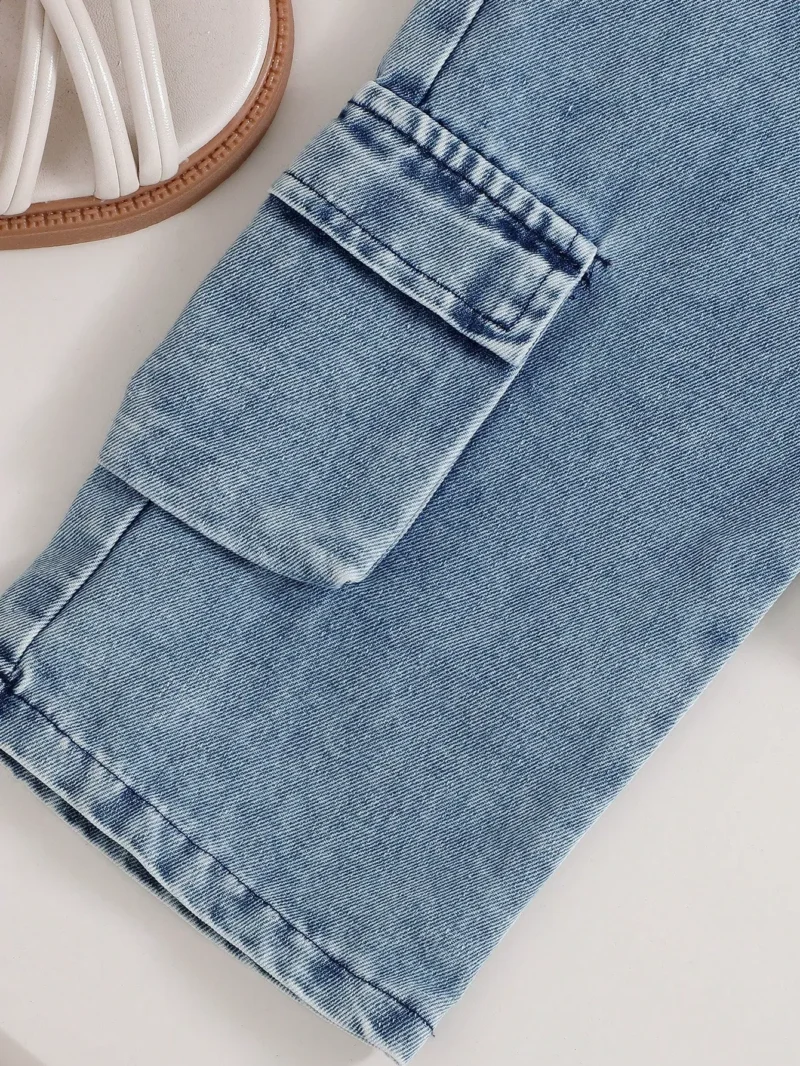Vest And Fashion Cargo Denim Pants