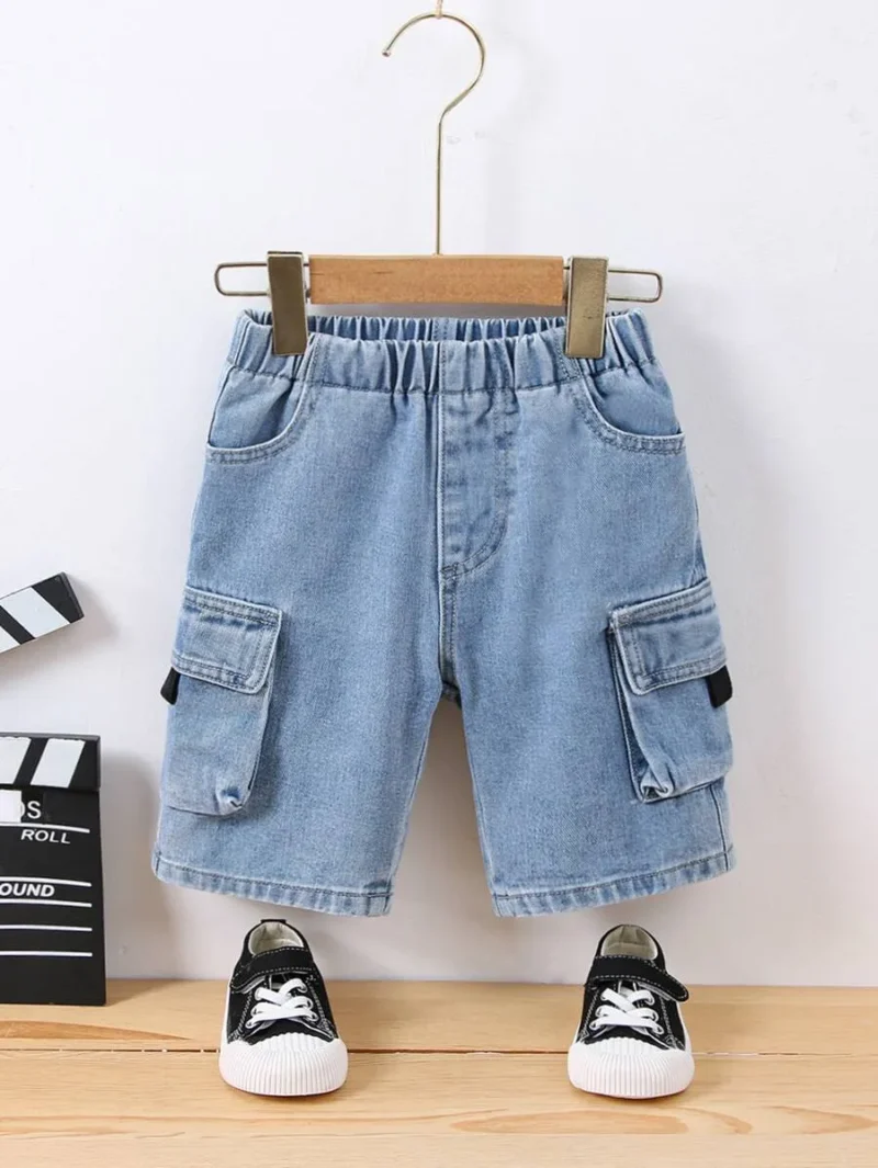 Flap Pocket Side Denim Shorts