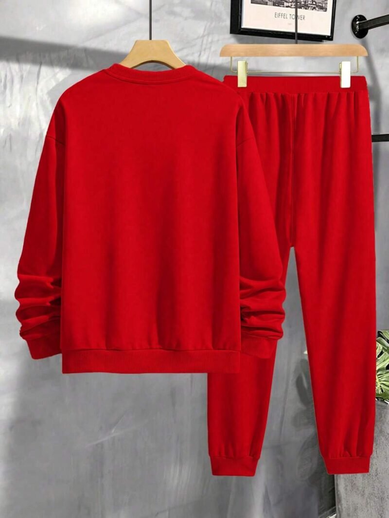 Letter Graphic Sweatshirt & Drawstring Waist Sweatpants