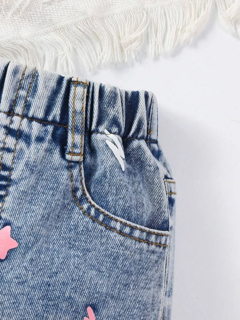 Star Print Loose Fit Comfortable Denim Shorts