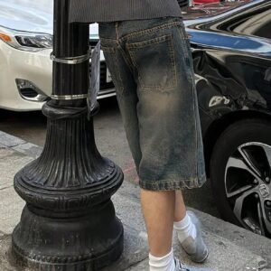 Loose Fit Wide Leg Casual Denim Shorts