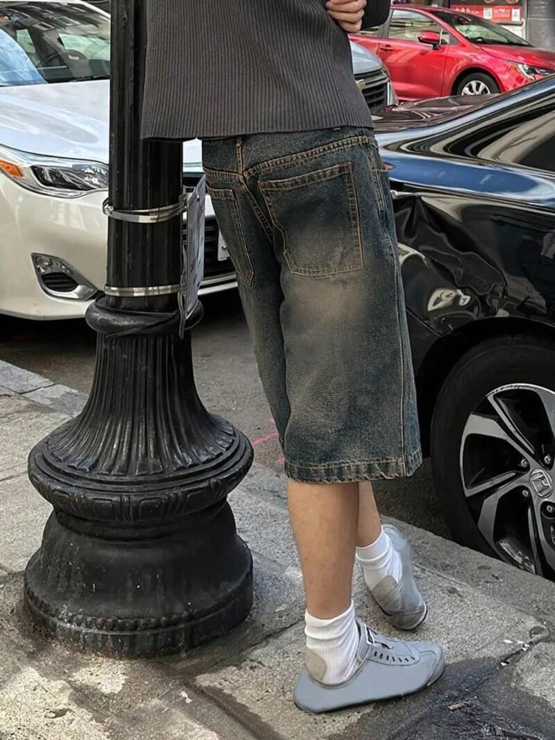 Loose Fit Wide Leg Casual Denim Shorts