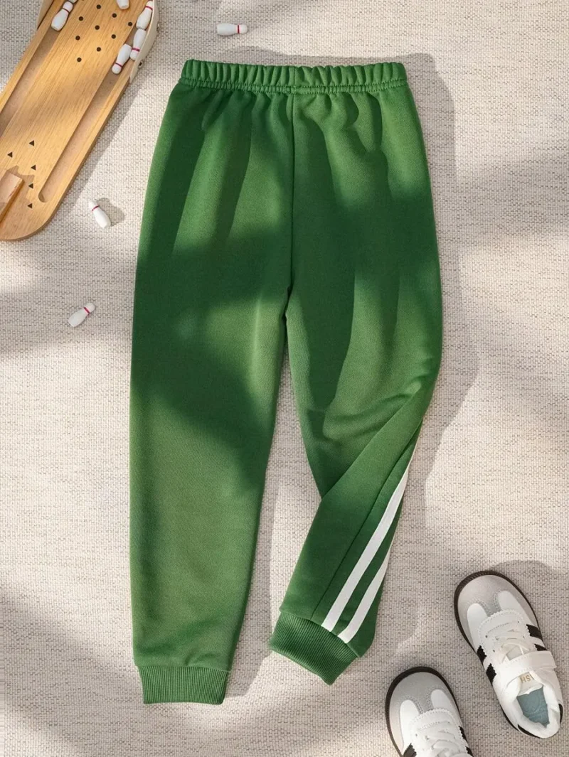Striped Tape Side Sweatpants Green Pants