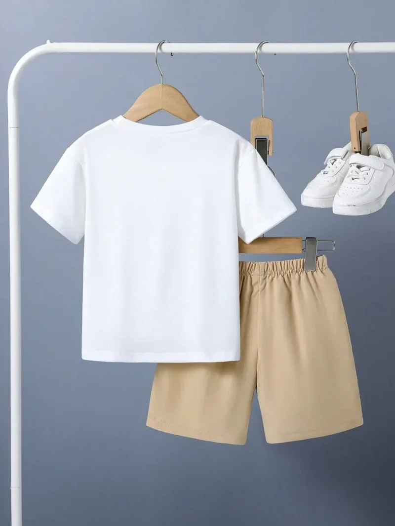 Letter Print Short Sleeve T Shirt And Shorts
