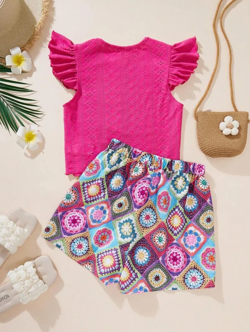 Round Neck Cap Sleeve T Shirt And Floral Print Skirt