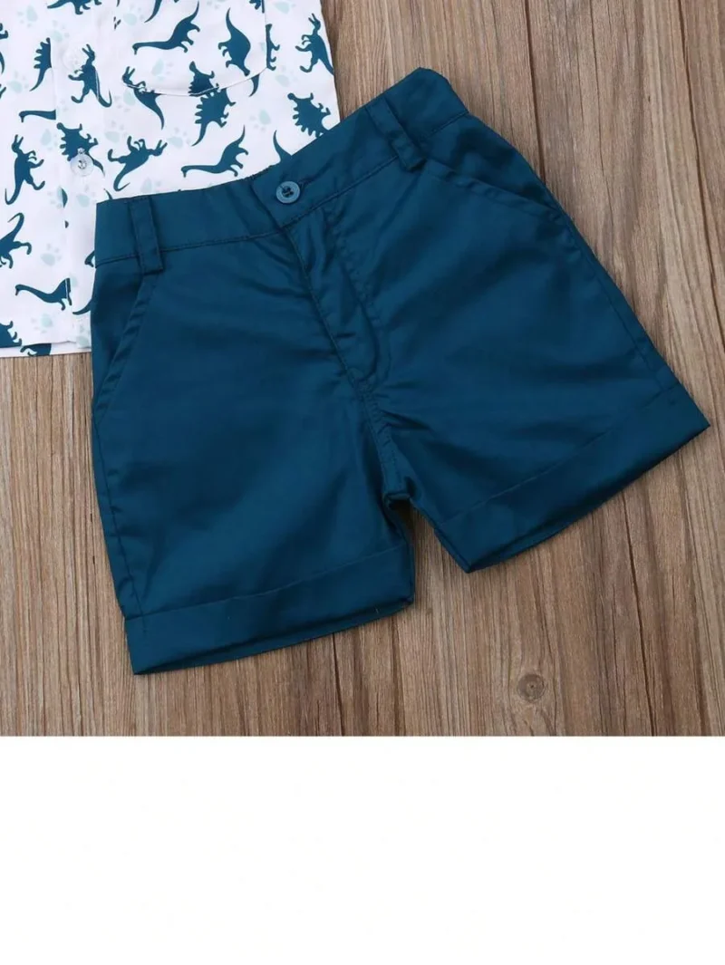 Short Sleeve Dinosaur Print Button Shirts