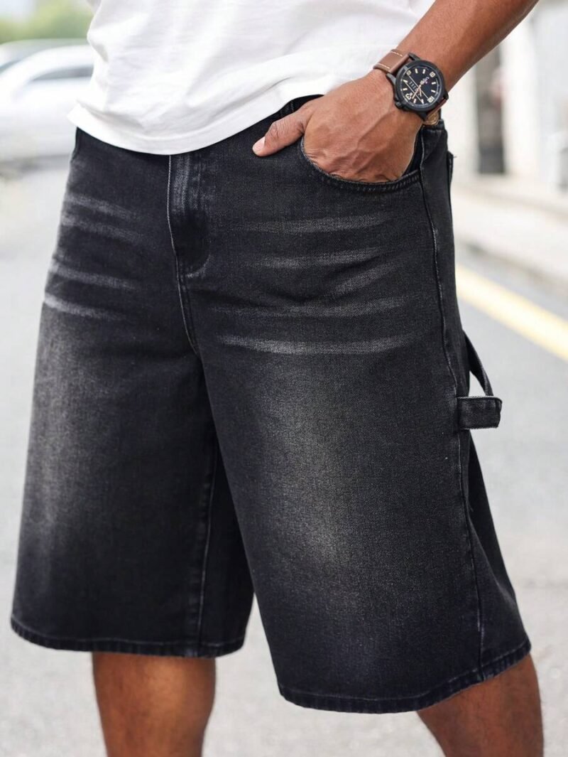 Simple Front Button Pocket Denim Shorts