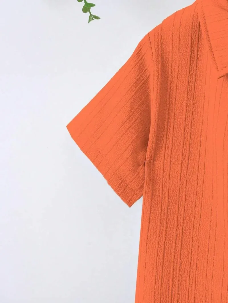 Solid Button Front Shirt & Shorts Without Tee