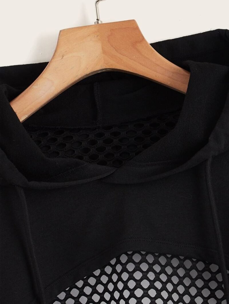 Drop Shoulder Drawstring Hollow Out Super Crop Sports