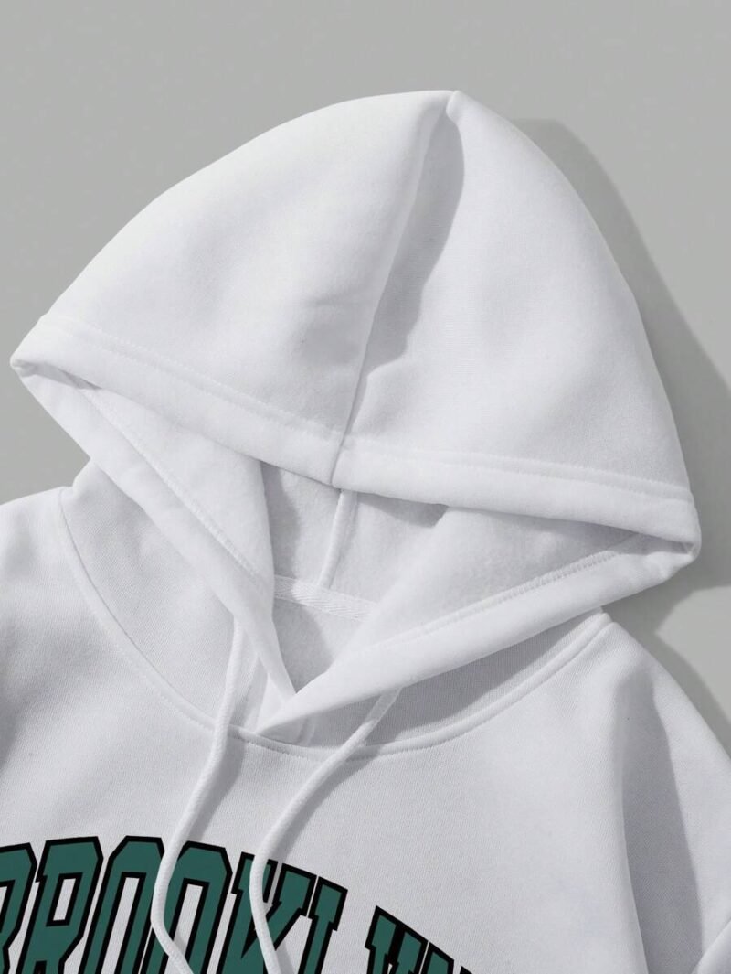 Letter Graphic Thermal Lined Drawstring Hooded