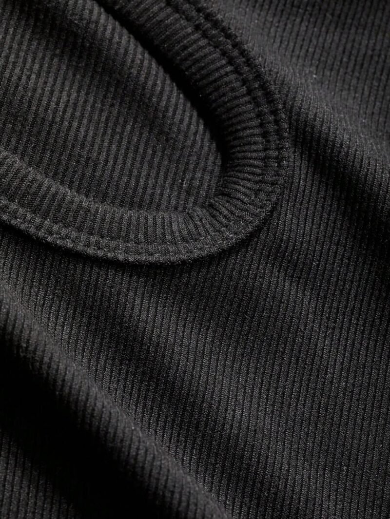 Solid Color Hollow Out Slim Fit Short Sleeve