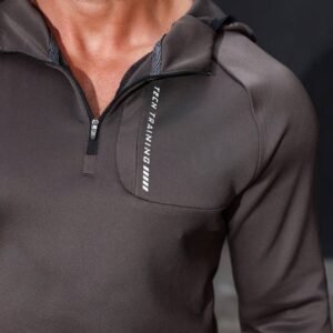 Half Zip Hooded Jacket With Letter Print