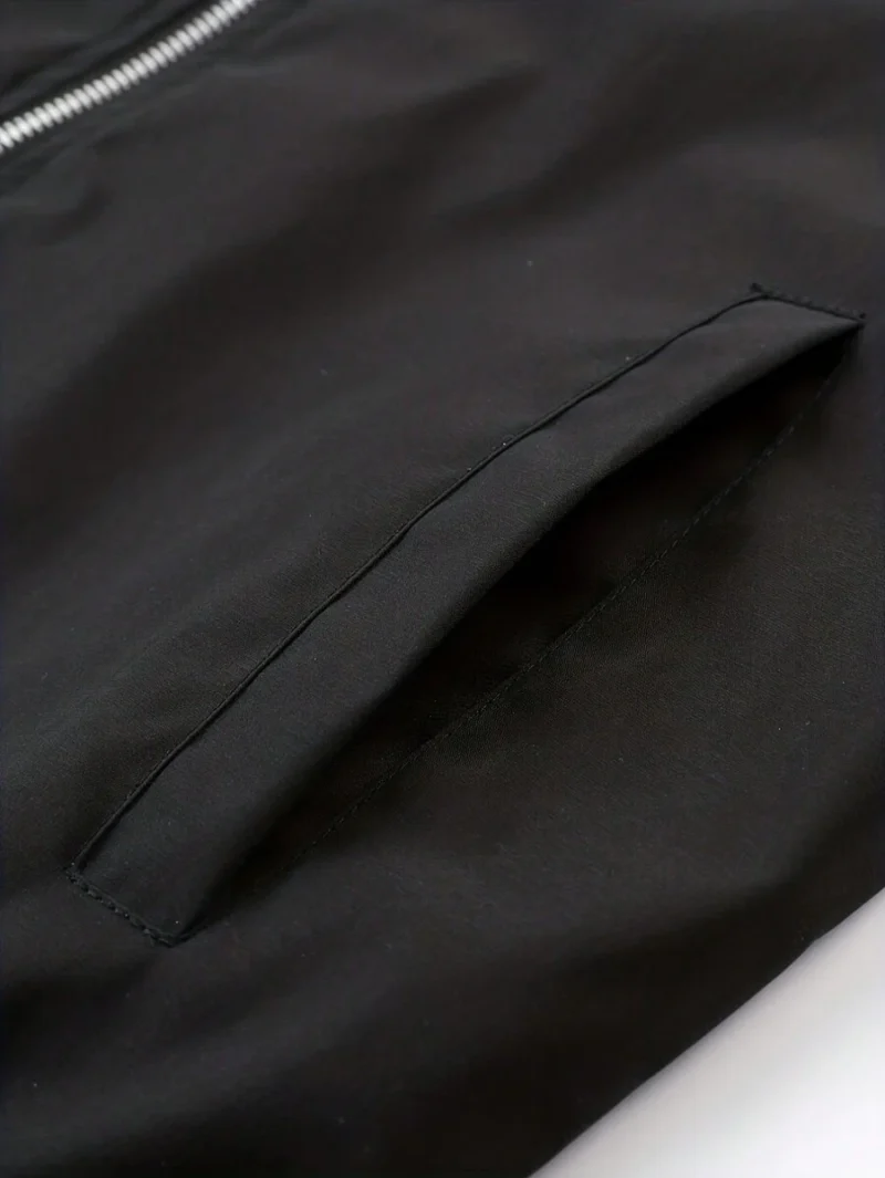 Solid Color Baseball Collar Jacket