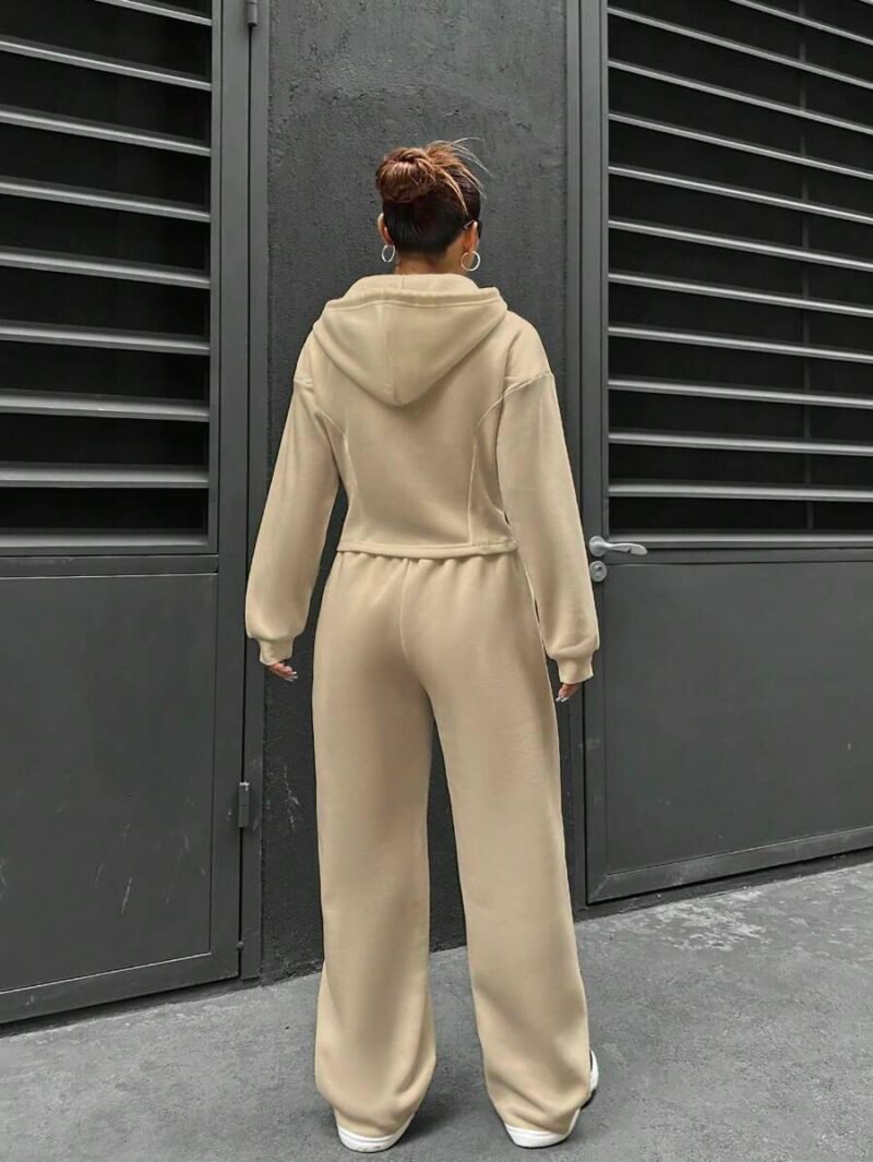 Solid Color Hooded Sweatshirt And Sweatpants
