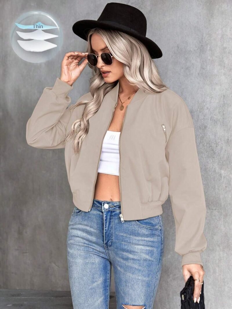 Solid Color Zipper Baseball Jacket