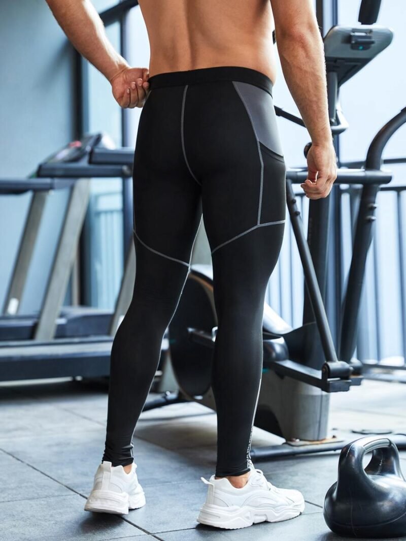 Men Letter Top-Stitching Sports Tights