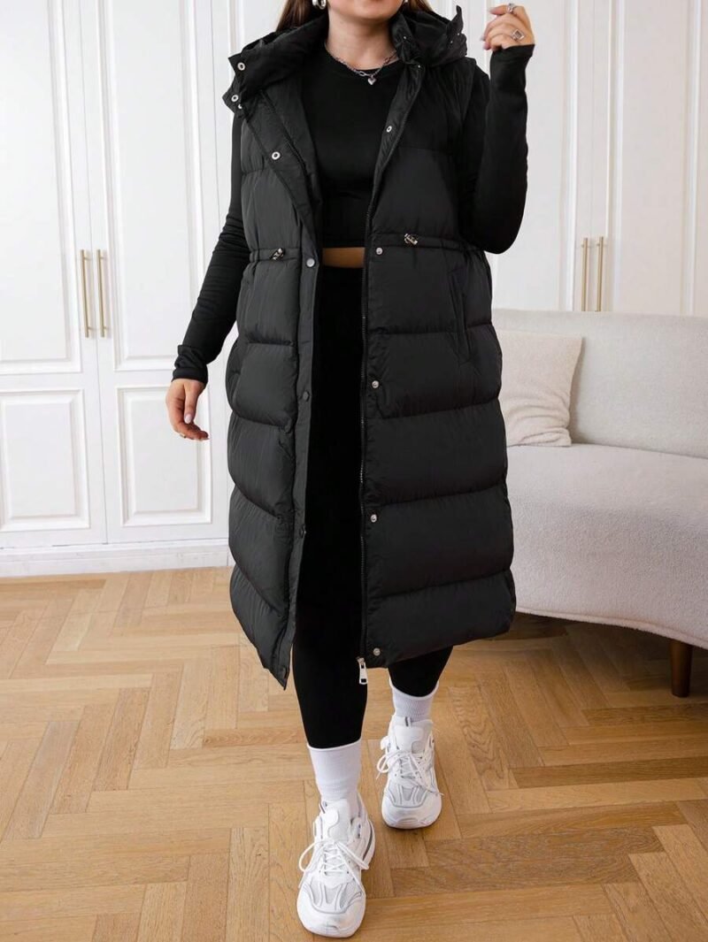 Plus Size Solid Color Hooded Zippered