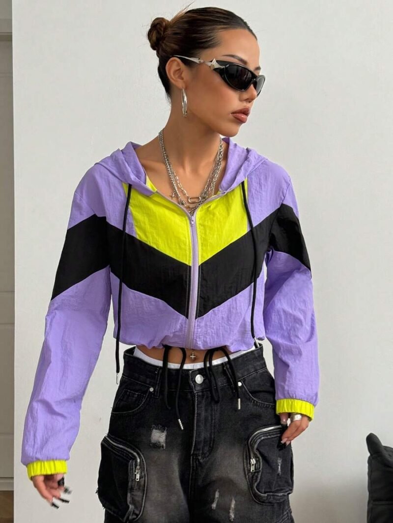 Color Block Windbreaker Style Jacket