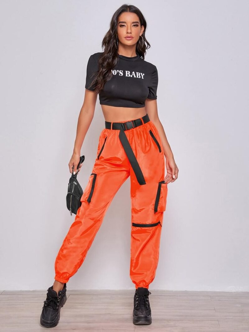 Patch Pocket Push Buckle Belted Wind Joggers