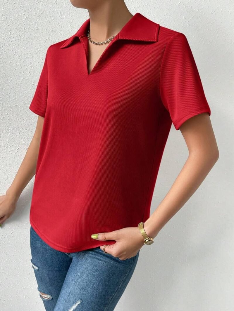 Solid Color Casual Polo Collar T Shirt