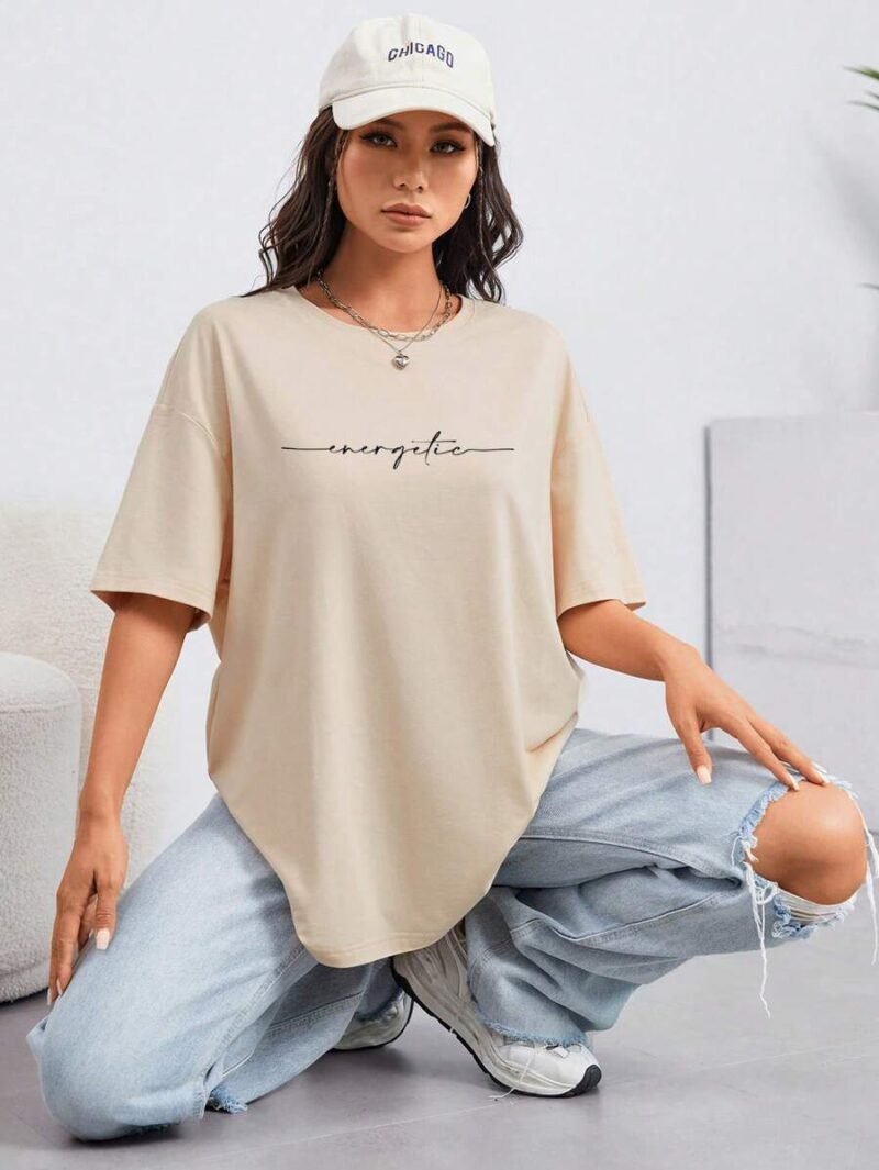 Casual Oversized Women's T Shirt With Letter Printing