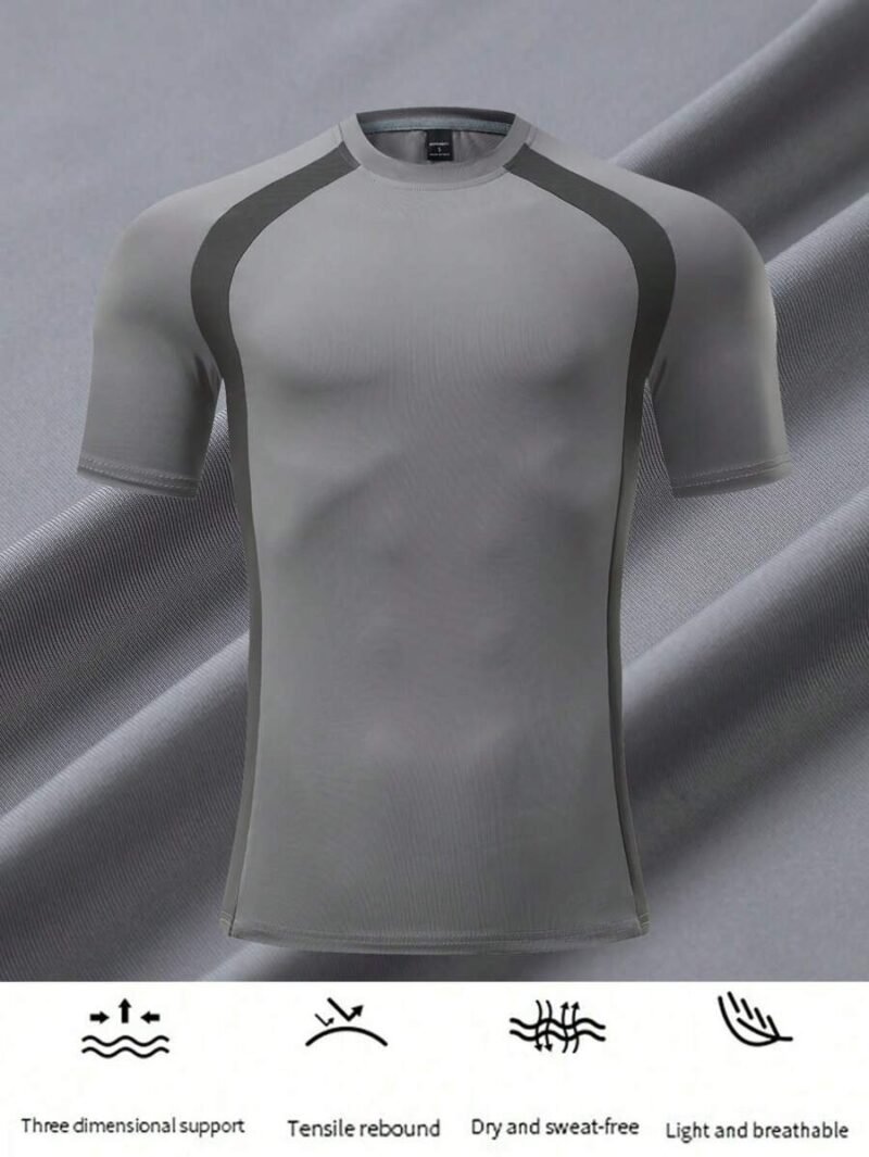 Block Round Neck Short Sleeve Sports