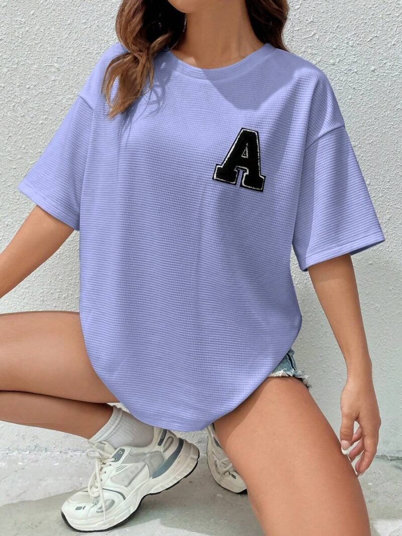 Letter Patched Drop Shoulder Tee